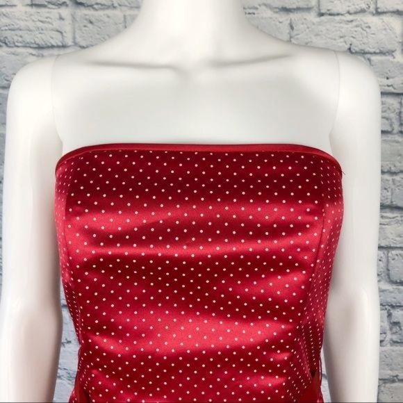 GUNNE SAX Vintage Red Strapless Polka Dot Dress - Picture 2 of 9